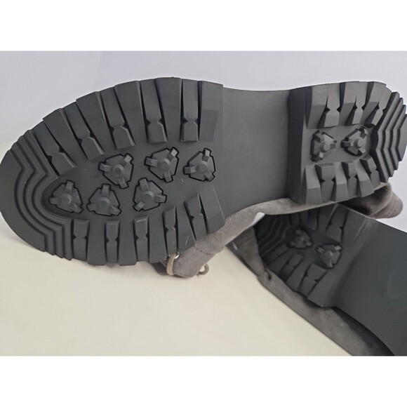 Shoe dazzle thigh high gray Faux suede lace up biker Style Chunky boot Sz 8.5 - Picture 13 of 13